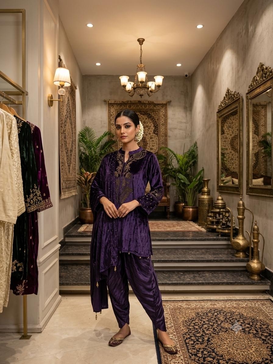 PURPLE KURTA TULIP PAT